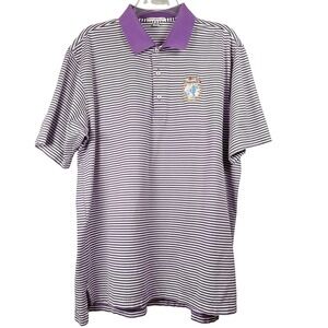 PETER MILLAR Classic Stretch Lisle Polo, Purple and White Soft Stretch Cotton XL